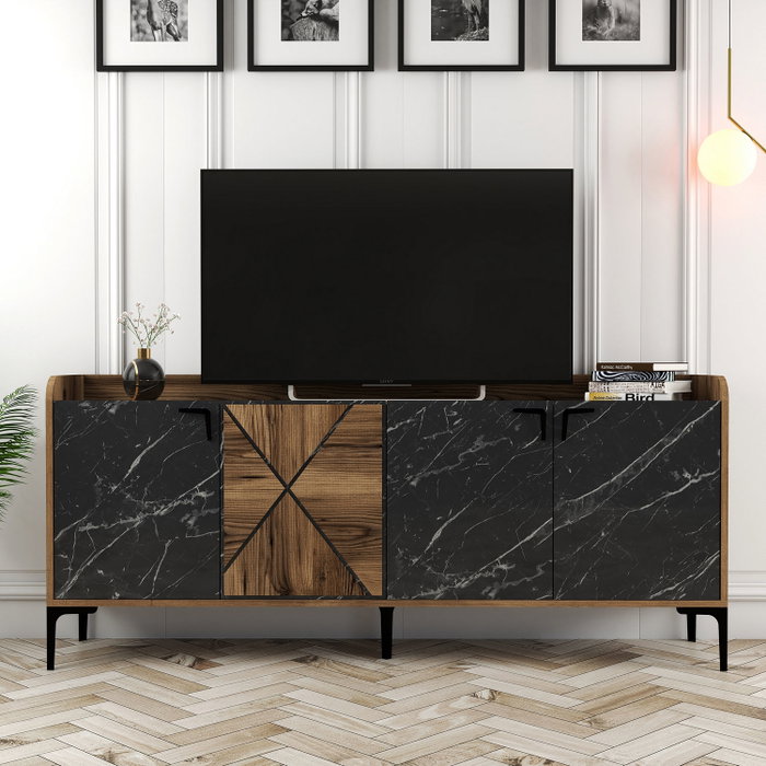 Hanah Home Venedik Consola Nogal y Negro Mármol Hanah Home Venedik Consola Nogal y Negro Mármol